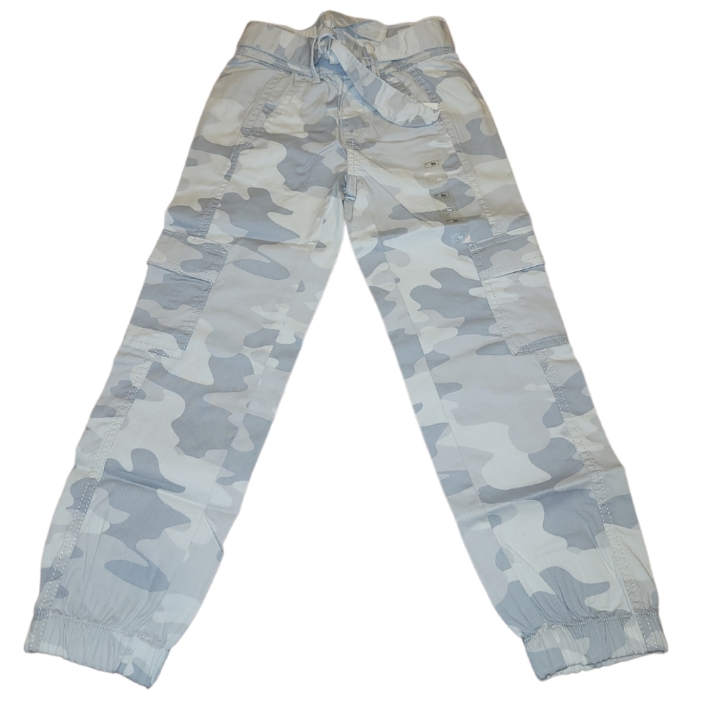 Girl's Belted Gray and Tan Camo Cargo Pants, Size, 6X